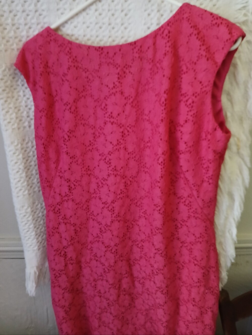 Chaps Bright Fuchsia Lace Sheath Dress
